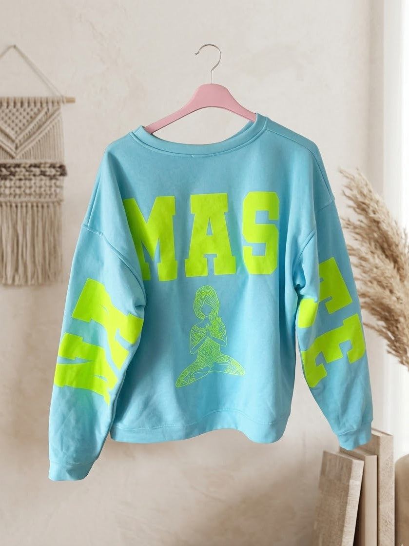 Namaste Sweatshirt Hellblau Neon - Oversized Yoga Pullover Damen