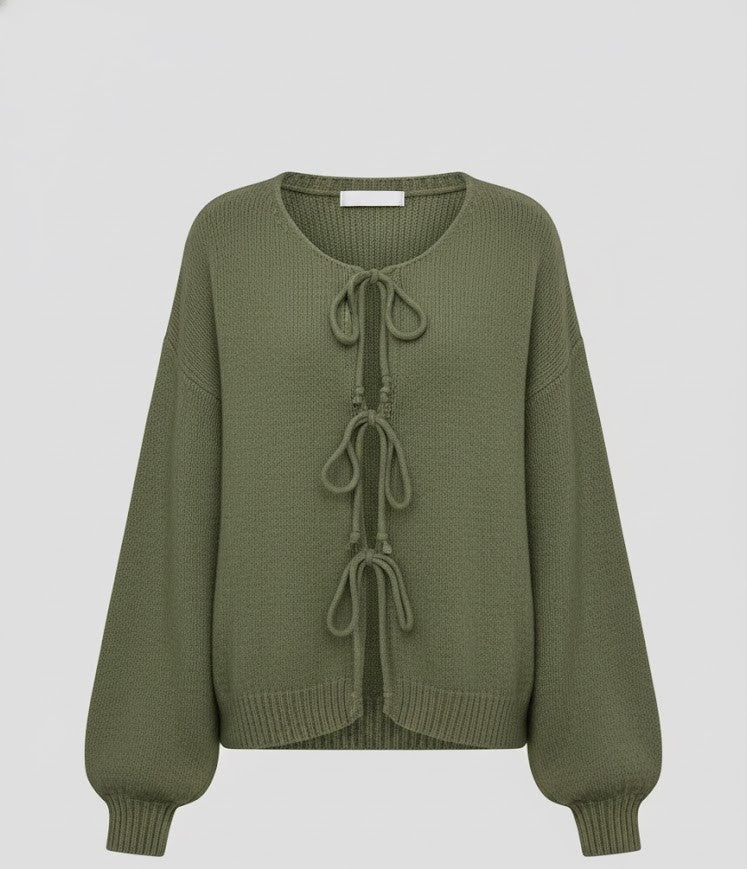 Eleganter Boho-Strickpullover mit charmanten Bindedetails