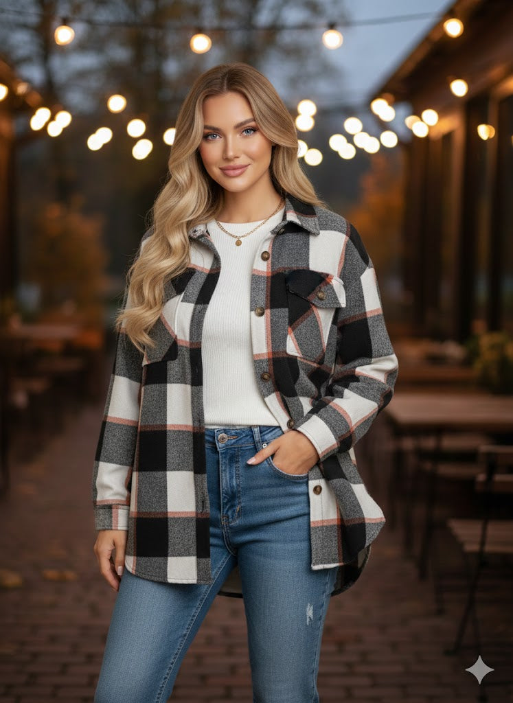 Stilvolles Karo Shacket für Gemütlichkeit & Trend