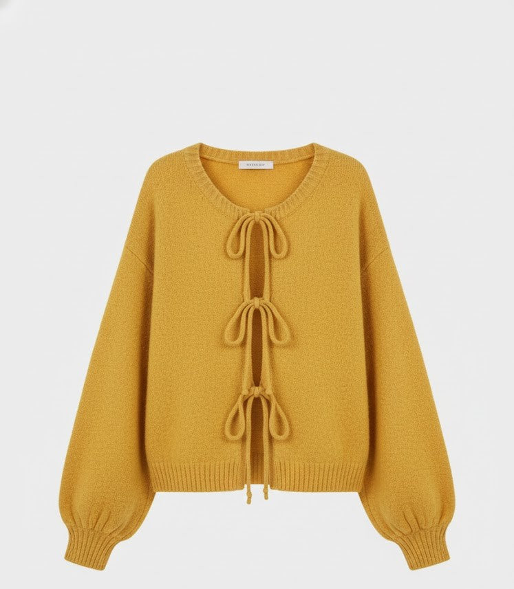 Eleganter Boho-Strickpullover mit charmanten Bindedetails