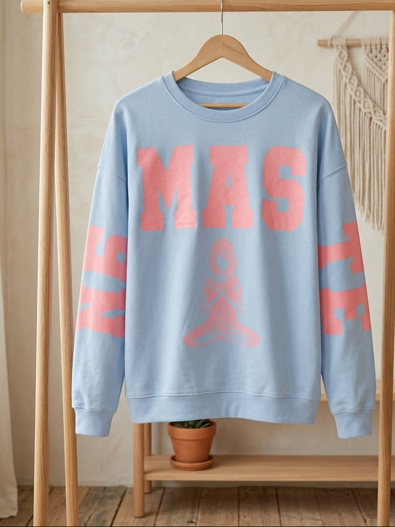 Namaste Sweatshirt Hellblau Rosa - Boho Pullover Damen Baumwolle