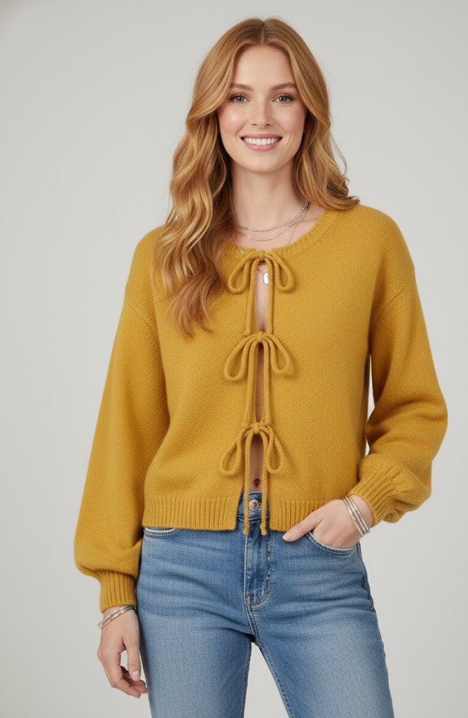 Eleganter Boho-Strickpullover mit charmanten Bindedetails