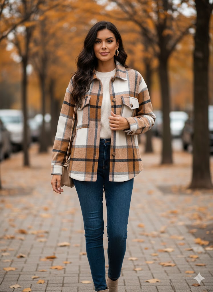 Stilvolles Karo Shacket für Gemütlichkeit & Trend