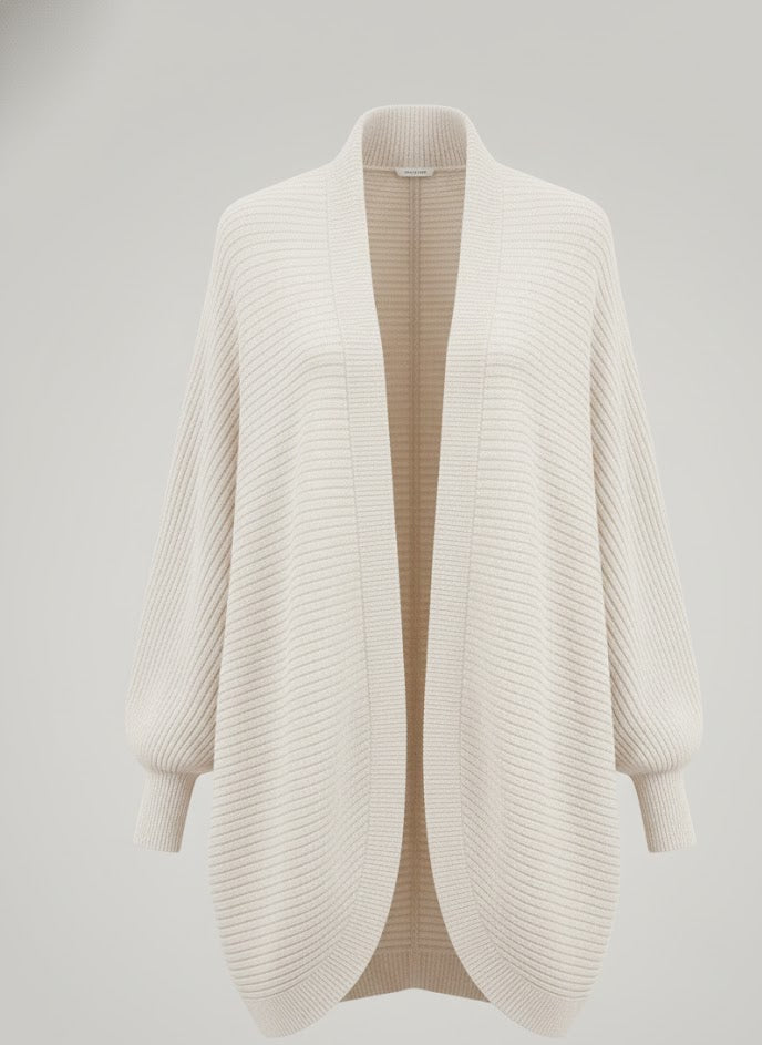 Cremeweißer Strick Cardigan Damen, Rippstrick Oversize Cardigan, Online Kaufen