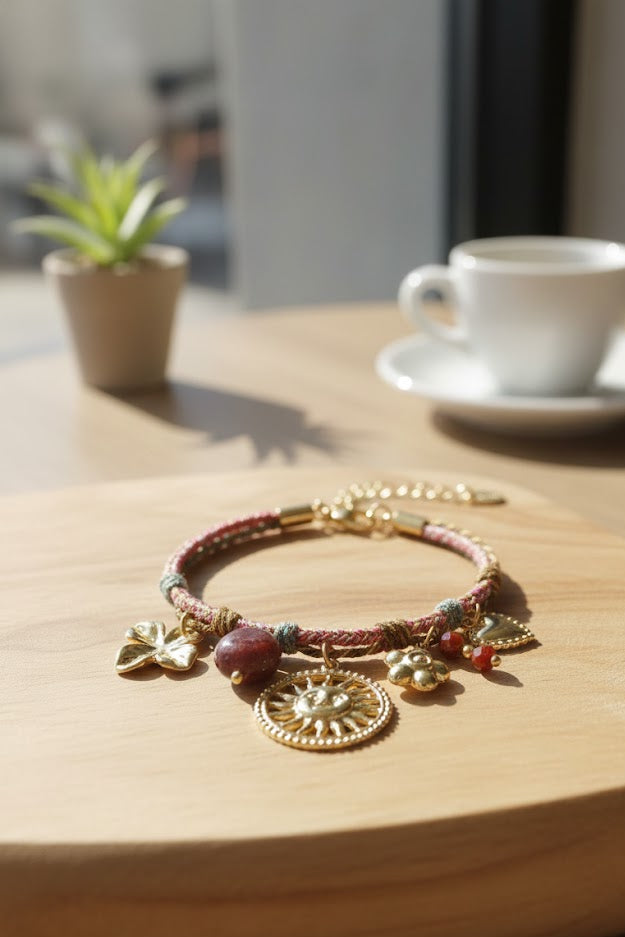 Edelstahl Charm-Armband mit Blumen-Anhänger – Eleganter Damen-Schmuck