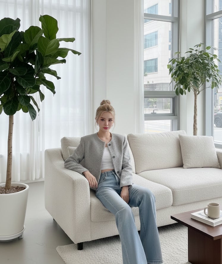 Tweed Jacke Damen Kurz mit Knöpfen – Elegant & Zeitlos