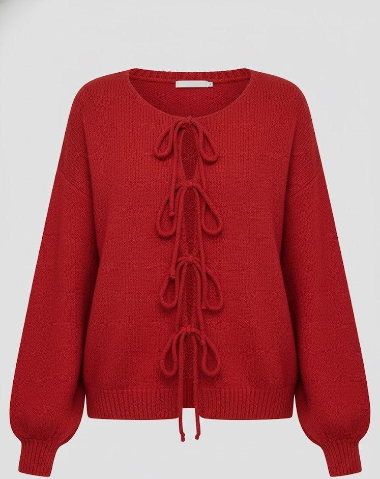 Eleganter Boho-Strickpullover mit charmanten Bindedetails