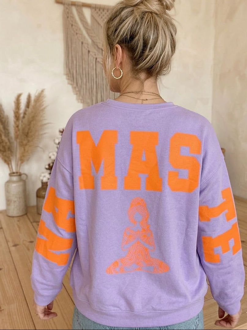 Namaste Sweatshirt Lavendel Orange - Oversize Boho Pullover Damen