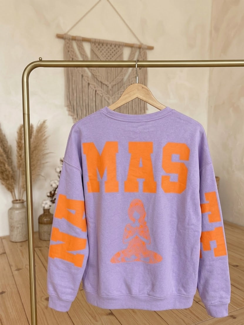 Namaste Sweatshirt Lavendel Orange - Oversize Boho Pullover Damen