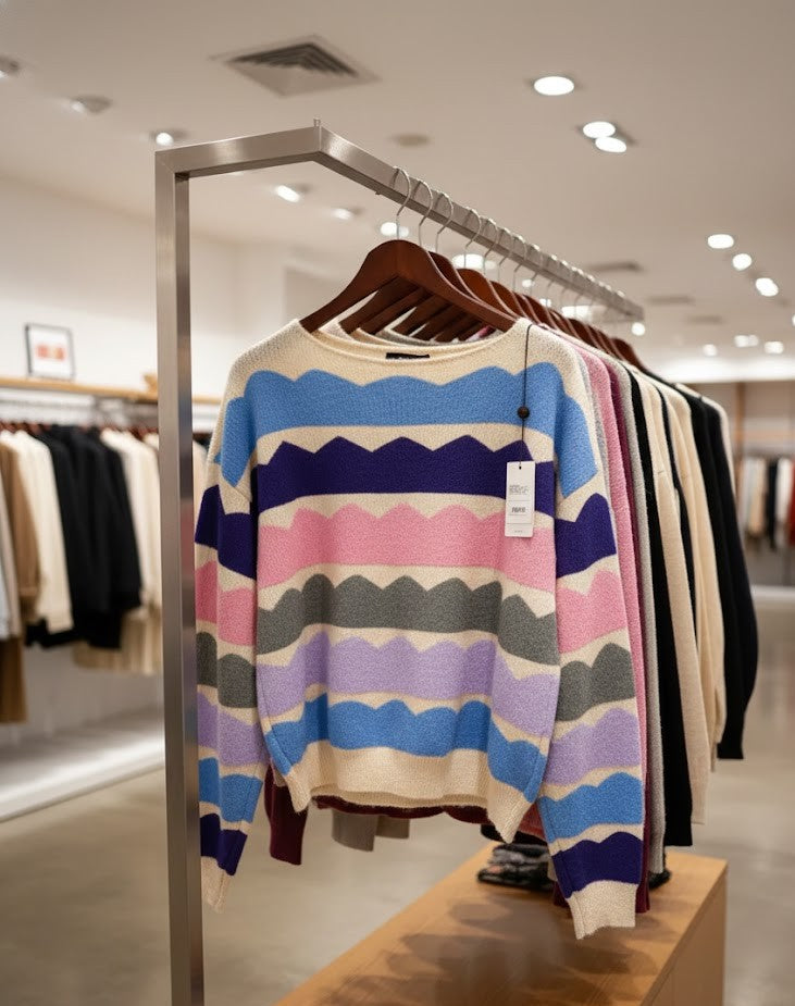 Trend-Alarm: Scallop-Streifen Jumper – Jetzt den Multi-Color Strick kaufen