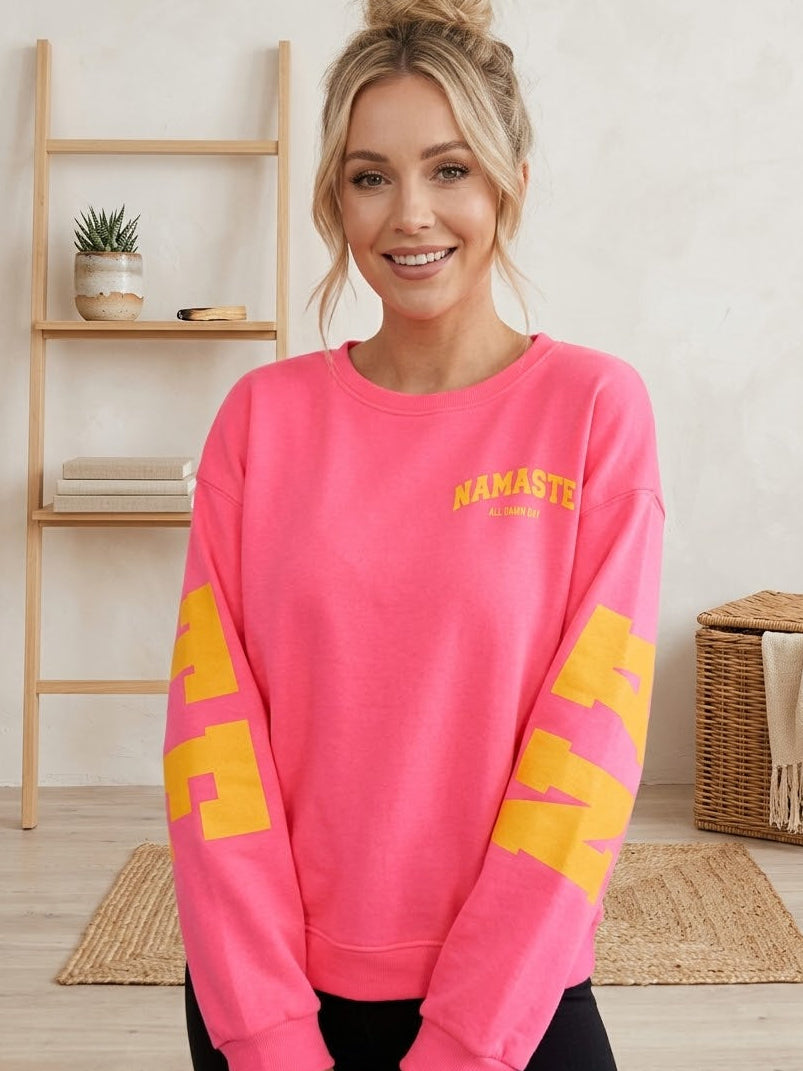 Namaste All Damn Day Sweatshirt - Oversize Yoga Pullover Damen