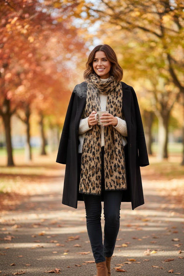 Leoparden-Schal Damen - Elegantes Animal Print Tuch