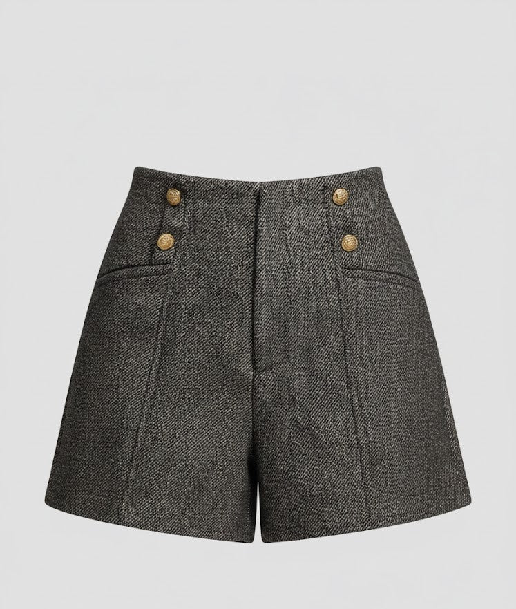 High-Waist Tweed Shorts Damen | Elegante Kurze Hose Herbst Winter