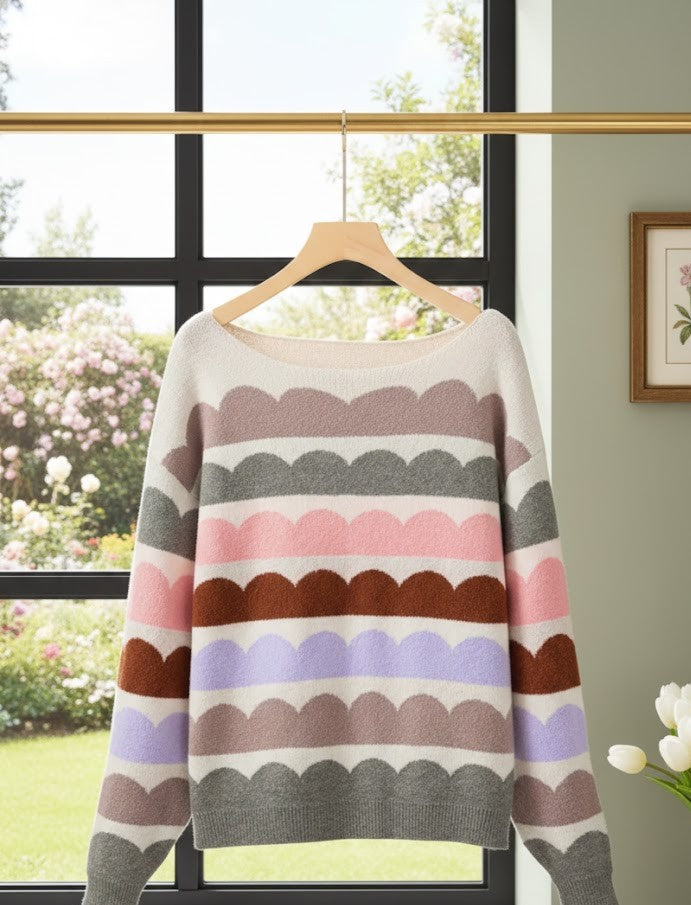 Trend-Alarm: Scallop-Streifen Jumper – Jetzt den Multi-Color Strick kaufen