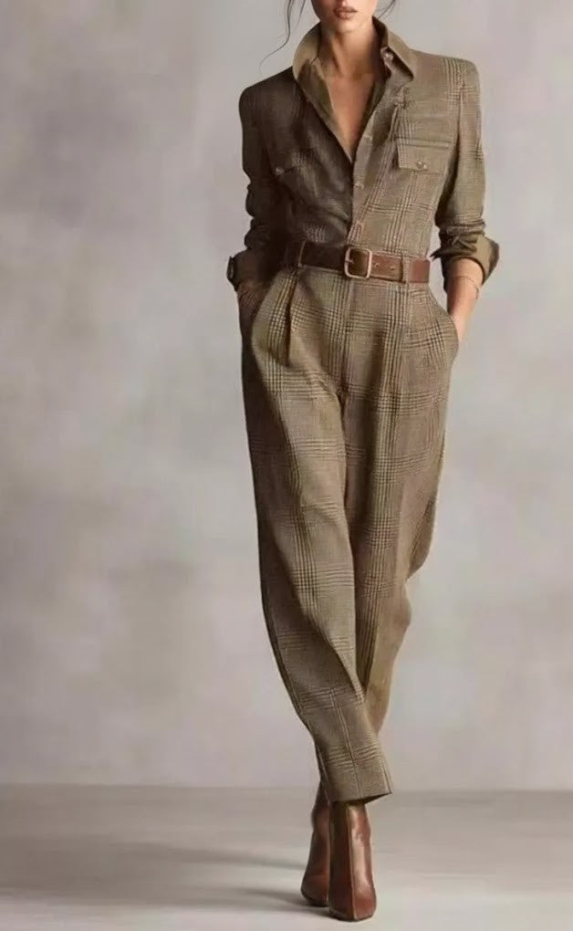 Langarm Jumpsuit mit Knopfleiste Damen | Eleganter Overall