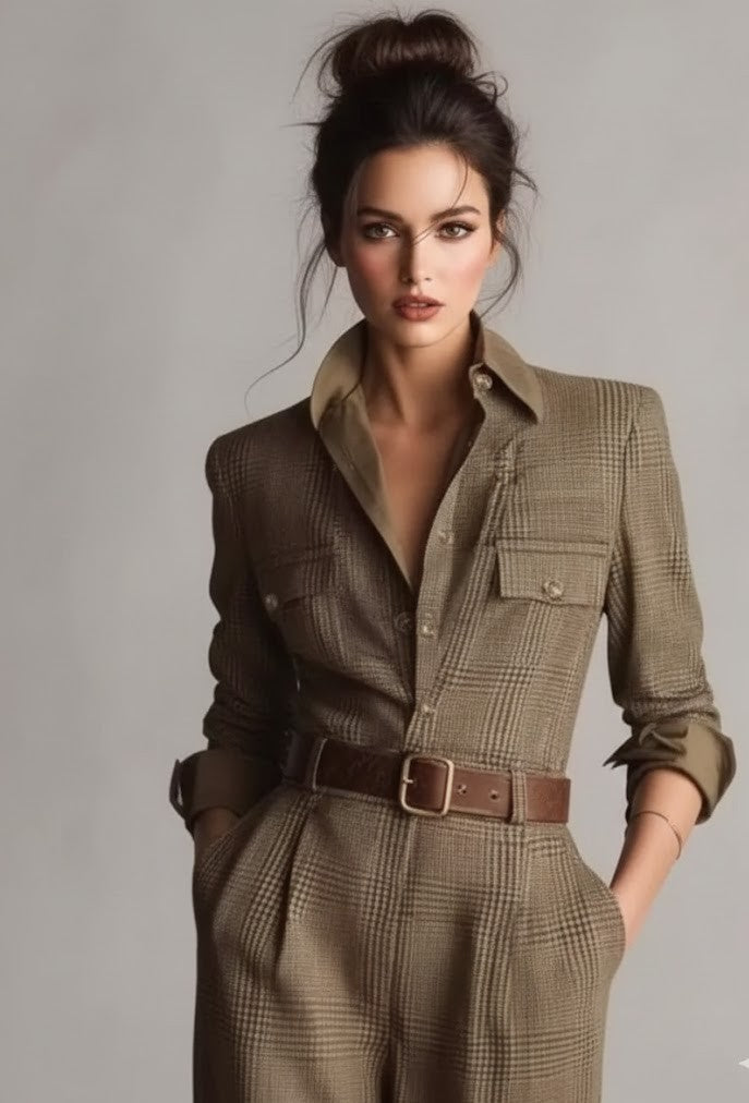 Langarm Jumpsuit mit Knopfleiste Damen | Eleganter Overall