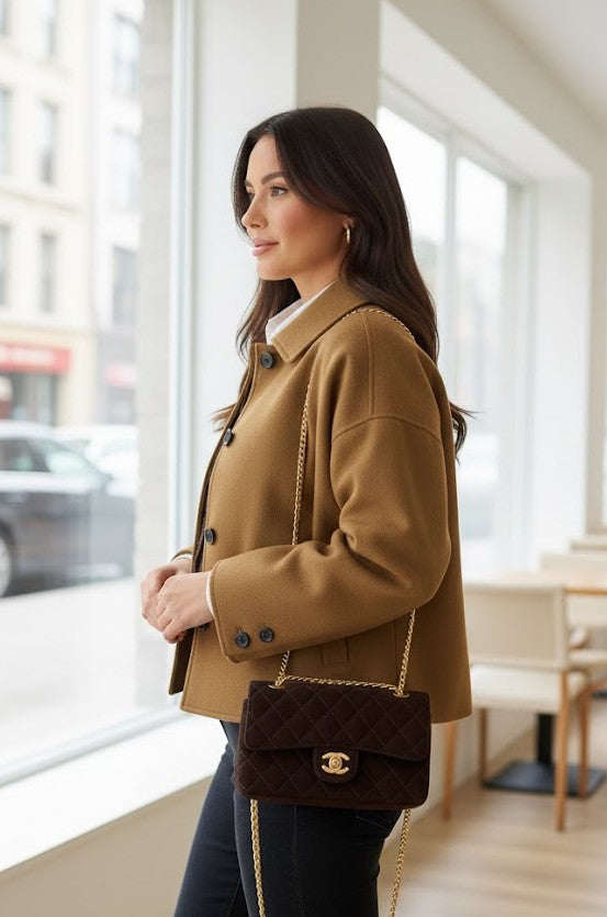 Plus Size Button-Down Cropped Jacke - Kurze Übergangsjacke Damen