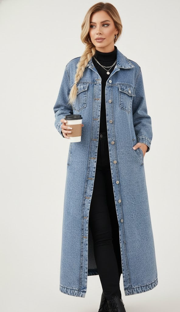 Der "Longline Diva" Denim-Mantel: Dein Neuer Lieblings-Look