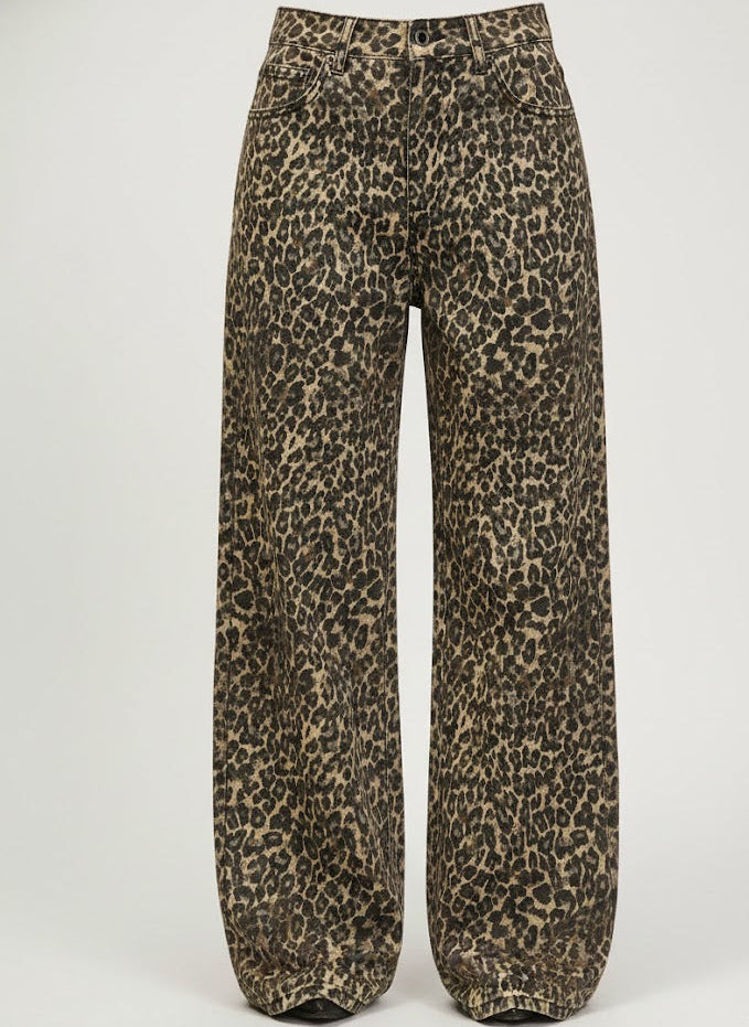 Leopard Print Wide Leg Jeans – Statement Hose