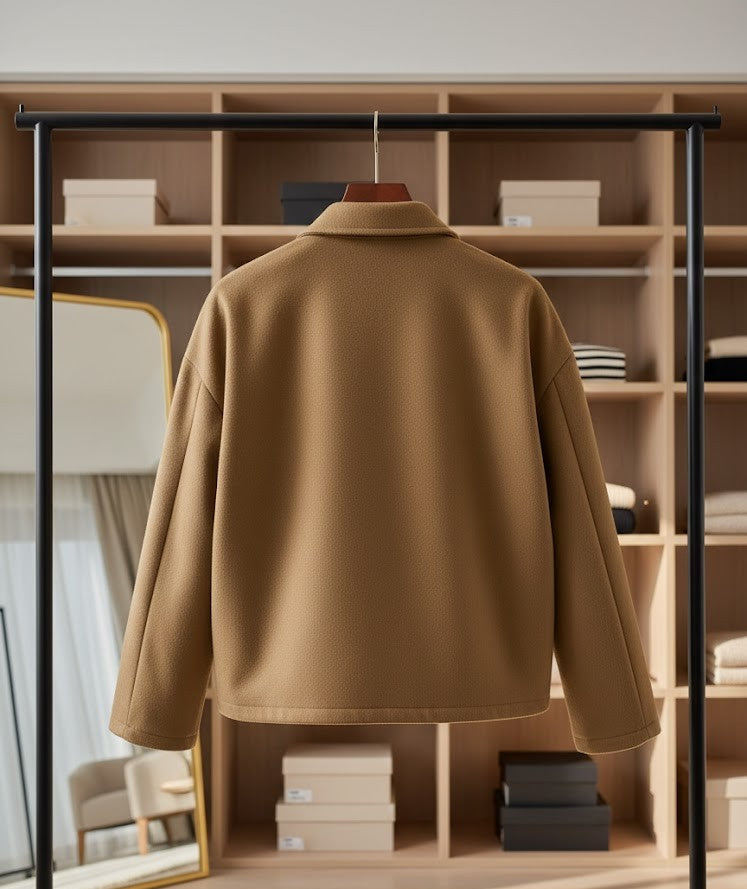 Plus Size Button-Down Cropped Jacke - Kurze Übergangsjacke Damen