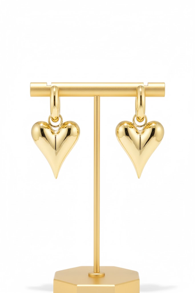 Statement Ohrringe Herz Design  Silberne Puff Herz Ohrringe