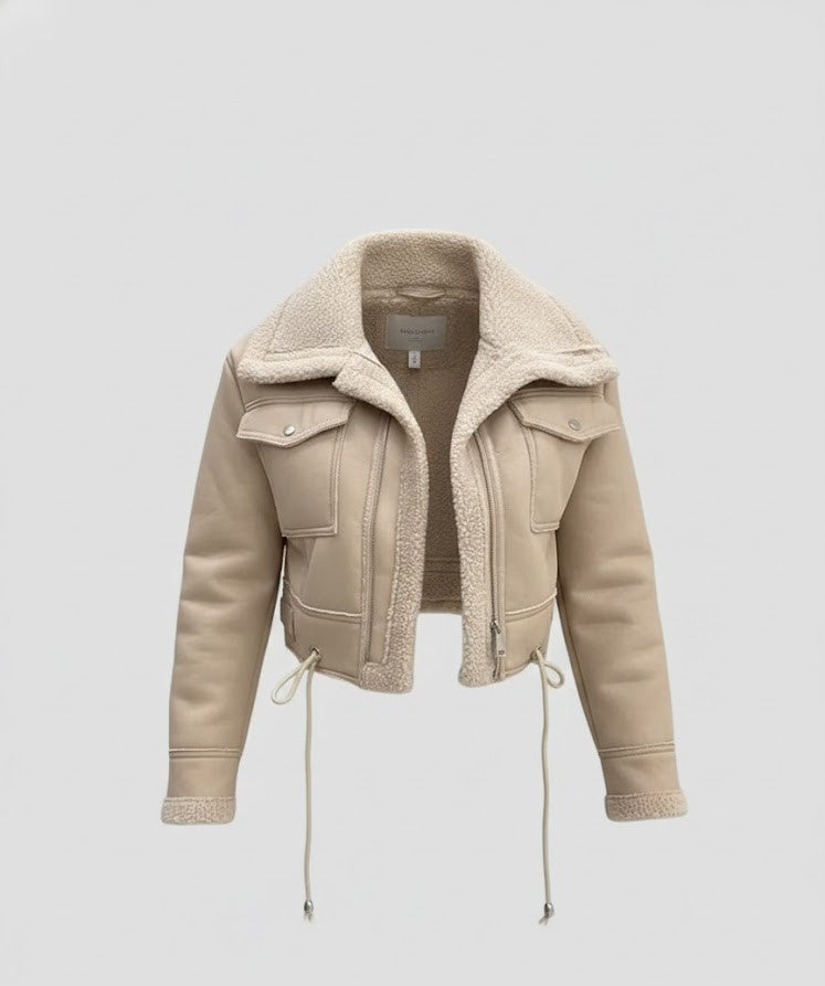 Designer Bikerjacke mit Teddyfell