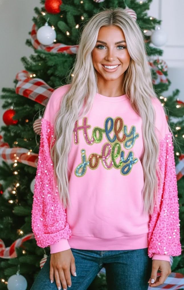 Funkelnde Festtagsfreude: Der "Holly Jolly" Pailletten-Pullover aus Baumwoll-Mix