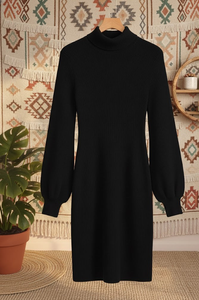 Elegantes Rollkragen-Strickkleid – LuxWinter Chic Sweater Dress