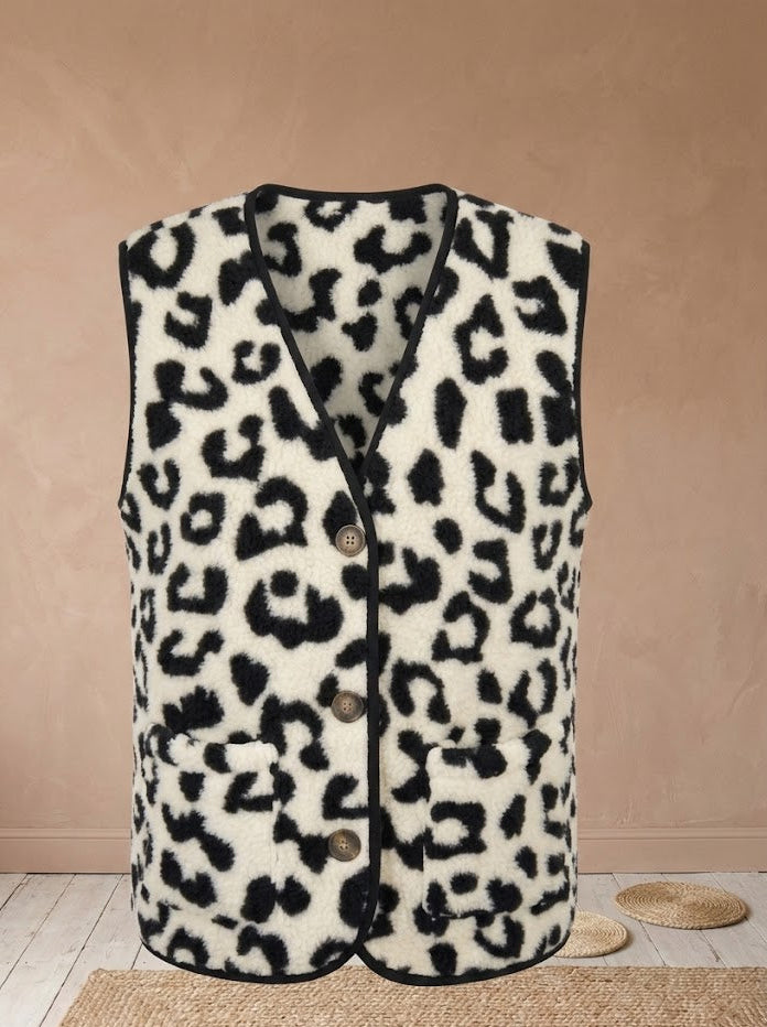 Teddy Weste Damen ✨ Leopard & Chevron Muster – Kuschelig & Warm