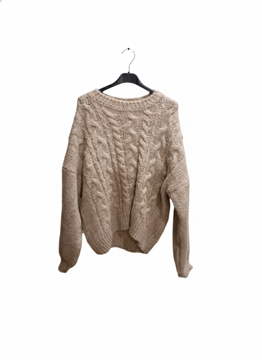 Women's, sweater, knitwear, autumn, winter, warm, timeless, cozy, modern, chic, elegant, cable knit pattern